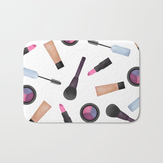 Scattered Makeup Pattern Bath Mat