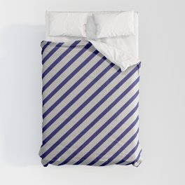 [ Thumbnail: Midnight Blue & Light Gray Colored Stripes Pattern Comforter ]