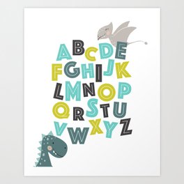 Dinosaur alphabet Art Print