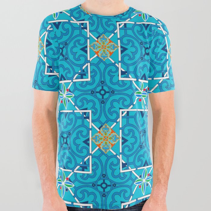 Italian,Sicilian art,majolica,Moroccan tiles  All Over Graphic Tee