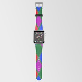 Argyle Pattern Using Red Green Blue and Purple Diamonds Outlined in Green Lines Apple Watch Band