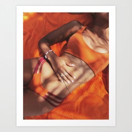 Orange You Glad the Sun is Out Art Print | Tanning, Photo, Digital, Color, Bikini, Ocean, Girl, Beach 