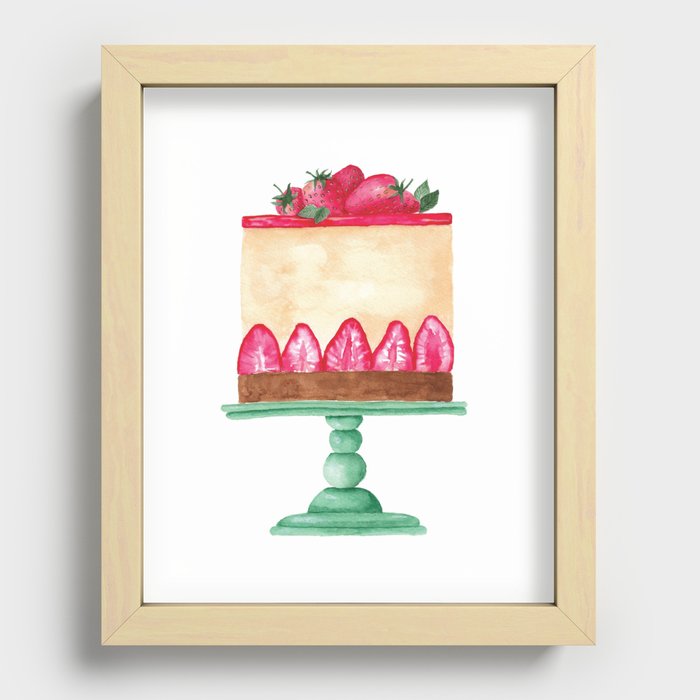 strawberry cake Recessed Framed Print