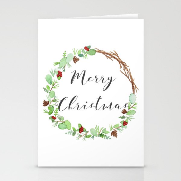 Merry Christmas Wreath Stationery Cards