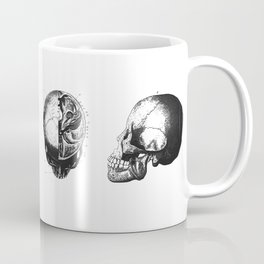Vintage Medical Engravings of a Human Skull Coffee Mug | Oldfashioned, Antique, Agedpaper, Monotonegrey, Humanhead, Engravings, Skulls, Skeleton, Biology, Graphicdesign 