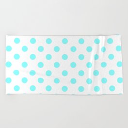 Polka Dots (Aqua & White Pattern) Beach Towel