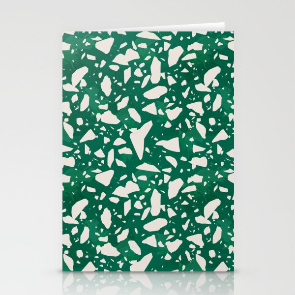 Green terrazzo flooring seamless pattern with colorful marble rocks Stationery Cards