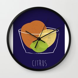 Citrus poster Wall Clock | Food, Lemon, Lemonprint, Diningroom, Kitchenart, Graphicdesign, Citrusillustration, Fruitwalldecor, Lime, Restaurantart 