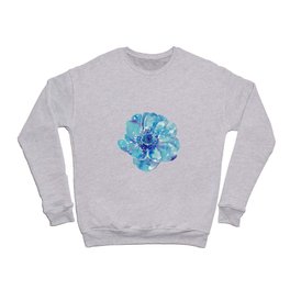 Blue Anemone flower Painting Red Green Abstract Watercolor Crewneck Sweatshirt