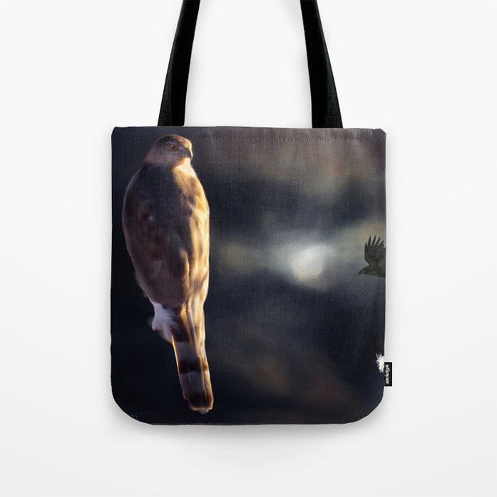 Hawk Raven Moon Tote Bag By Dolphinheartpublishing Society6