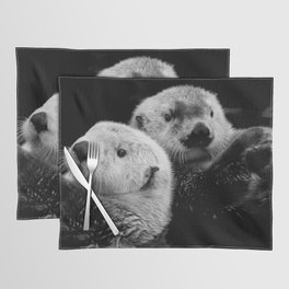 Sea Otter Pair in Black and White Placemat