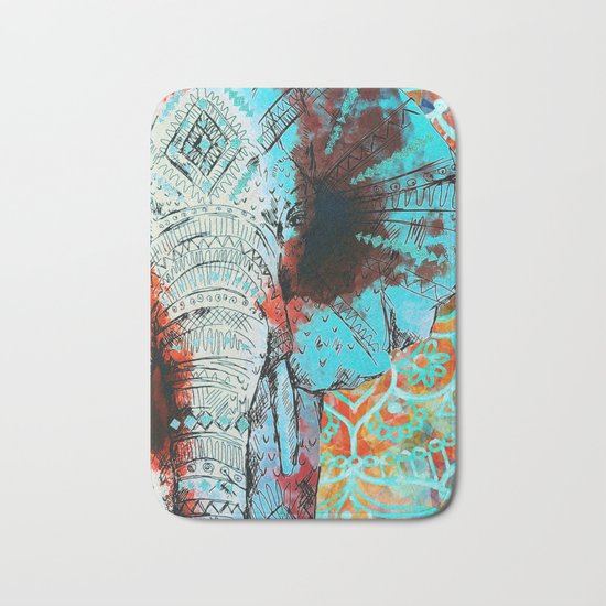 Indian Sketch Elephant Bath Mat