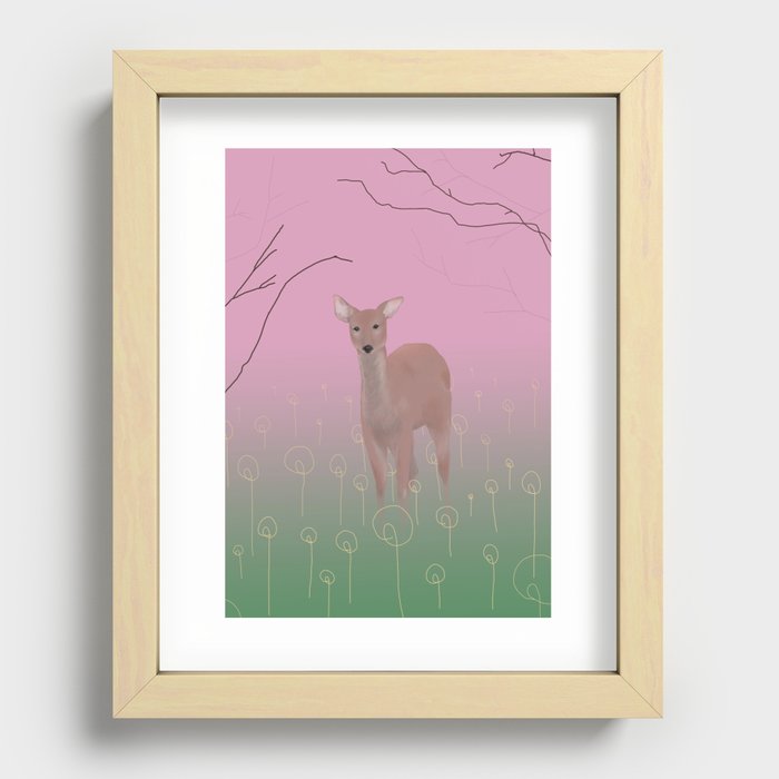 Deer in the Bliss World Recessed Framed Print