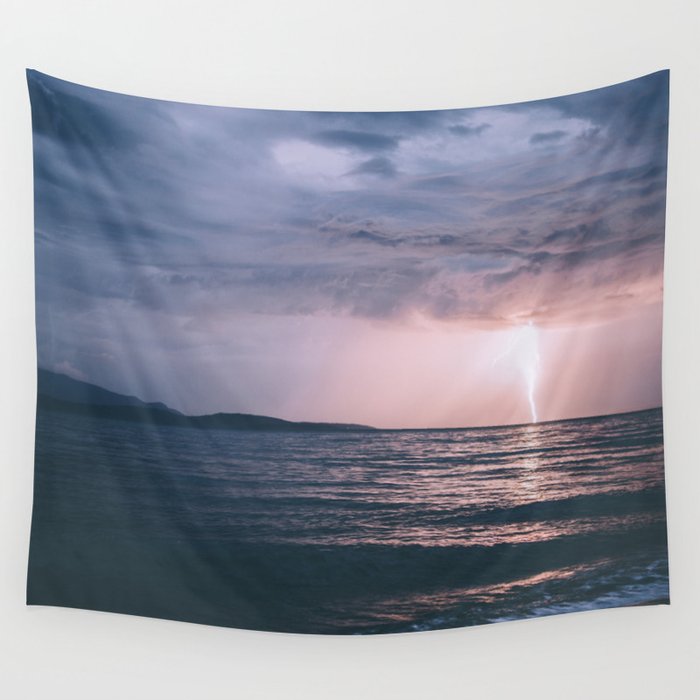 Lightning over the Strait of Georgia Wall Tapestry by Deep Love ...