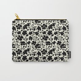 Winter Solstice Floral in Cream with Black Flowers | Pattern Collection  Carry-All Pouch | Wintersolstice, Gothicromance, Painting, Toile, Vinepattern, Winterflowers, Kateholthouser, Floralpattern, Gothicflowers, Blackbotanical 