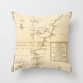 Antique Map of West Coast of Africa, 1757 Throw Pillow