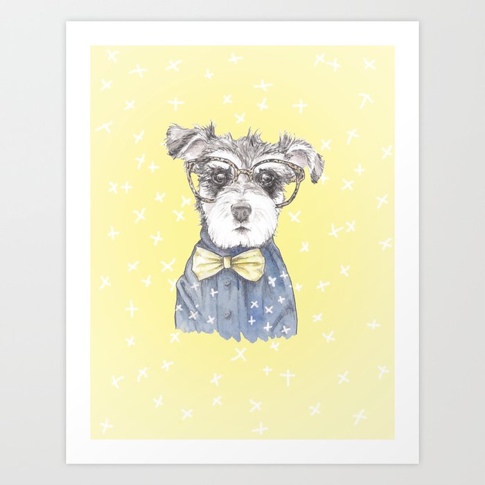 Schnauzer Dog Hipster Pup Art Print