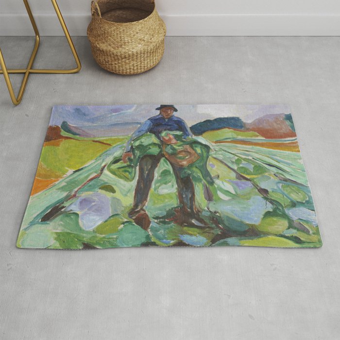 Man in the Cabbage Field Edvard Munch Rug