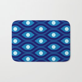 Groovy Abstract Colorful Retro Pattern - Blue and Navy Bath Mat