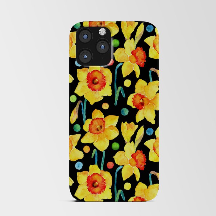 Yellow Daffodils with a Black Background iPhone Card Case