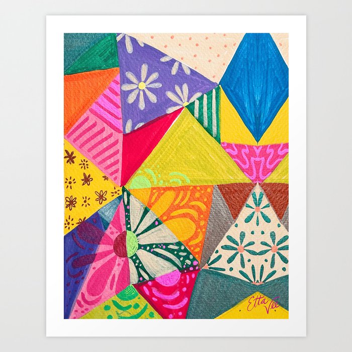 EttaVee Geometric Flowers Art Print
