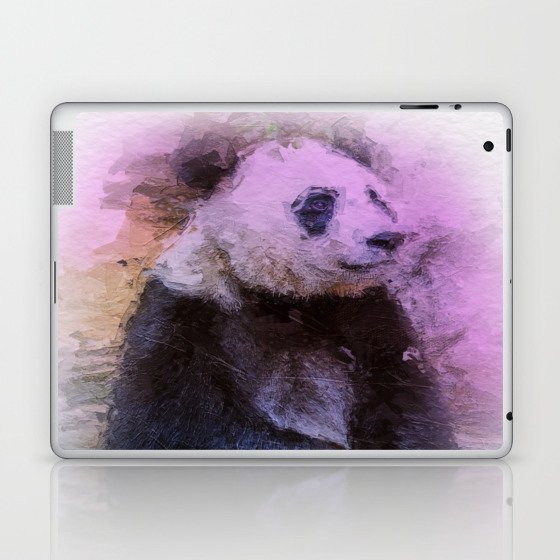 Watercolor Rainbow Panda Bear Laptop & iPad Skin