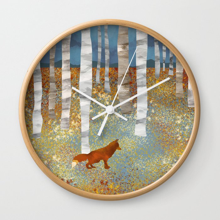 Autumn Fox Wall Clock