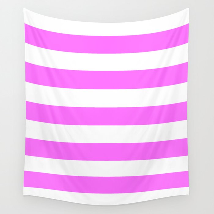 Shocking Pink Crayola Solid Color White Stripes Pattern Wall Shocking Pink Crayola Solid Color White Stripes Pattern Wall Tapestry By Makeitcolorful Society6
