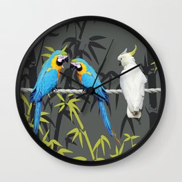 Kakadu - Macbambooaw Bambus Rope Jungle Wall Clock | Bird, Parrot, Birds, Leaves, Parrots, Kakadu, Bamboo, Leaf, Exotic, Graphic 
