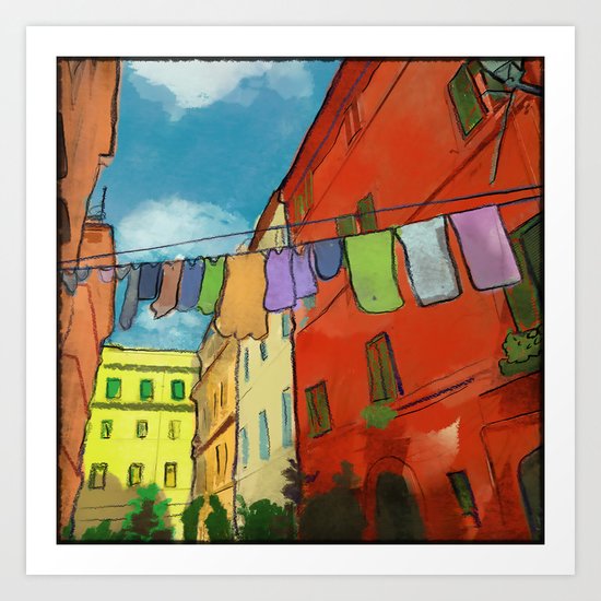 Laundry in Trastevere Art Print