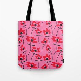 Red Poppies on Pink Tote Bag