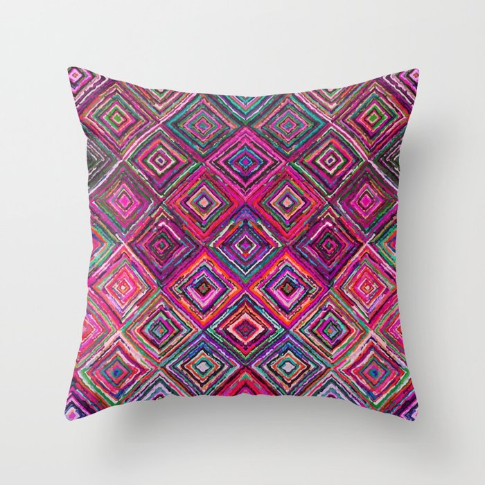 Pink Abstract Geometric Tiles Style Throw Pillow