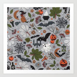 Embroidered halloween Art Print