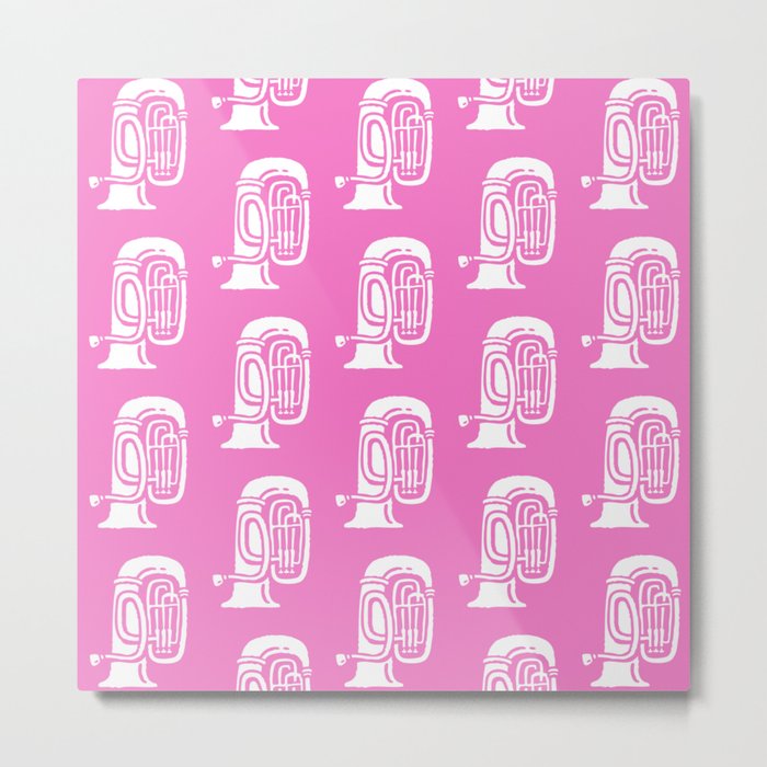 Tuba Pattern Pink Metal Print
