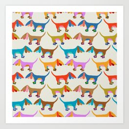 Dogs with shoes on Art Print