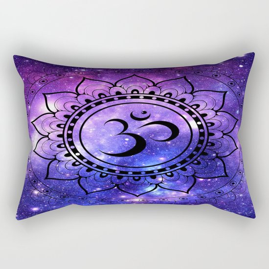 Om Mandala: Purple Blue Galaxy Rectangular Pillow