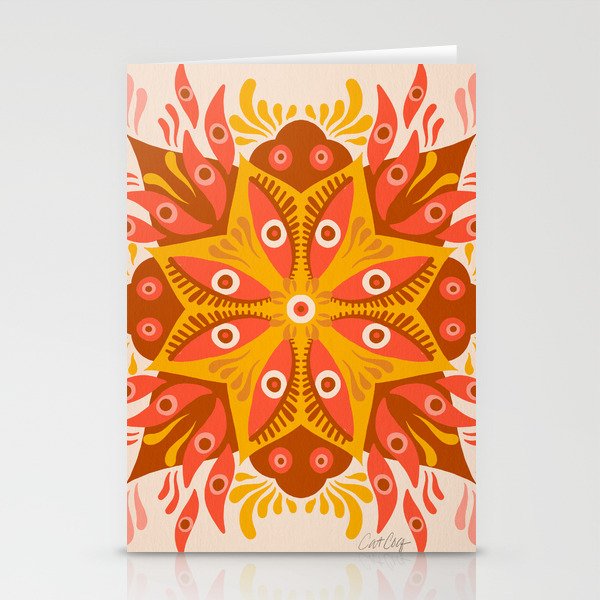 Trippy Mandala – Retro Ochre Stationery Cards