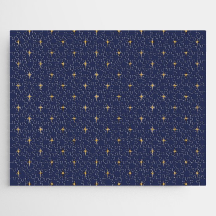 Small Christmas Faux Gold Foil Star in Midnight Blue Jigsaw Puzzle