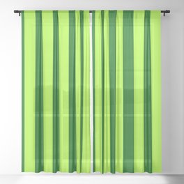 [ Thumbnail: Dark Green & Light Green Colored Stripes/Lines Pattern Sheer Curtain ]
