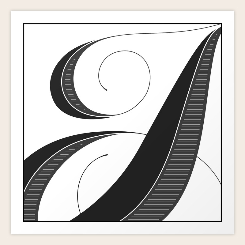 Letter I Script Lettering Cropped Design Art Print By Hzankel Society6
