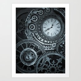 Silver Steampunk Clockwork Art Print