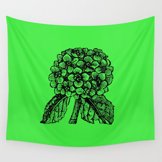 Green Hydrangea Wall Tapestry