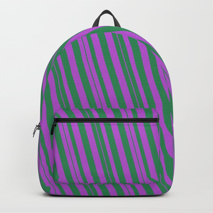 Sea Green and Orchid Colored Stripes/Lines Pattern Backpack