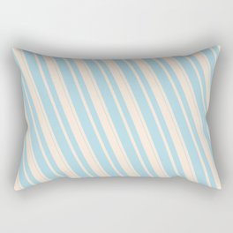 [ Thumbnail: Beige & Light Blue Colored Striped Pattern Rectangular Pillow ]