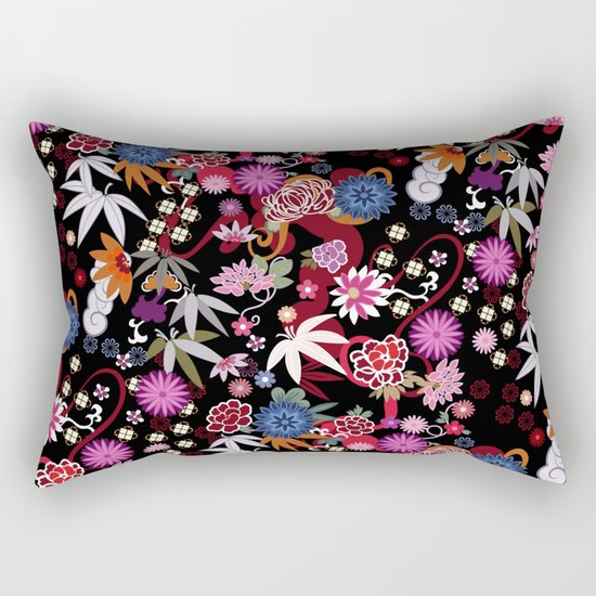 Kimono Black Rectangular Pillow