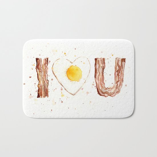Bacon and Egg Love Valentines Day Heart Bath Mat