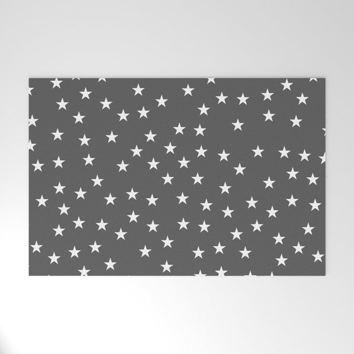Dark grey background with white stars seamless pattern Welcome Mat