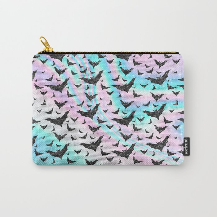 Holographic Glitter Bats Pattern Carry-All Pouch