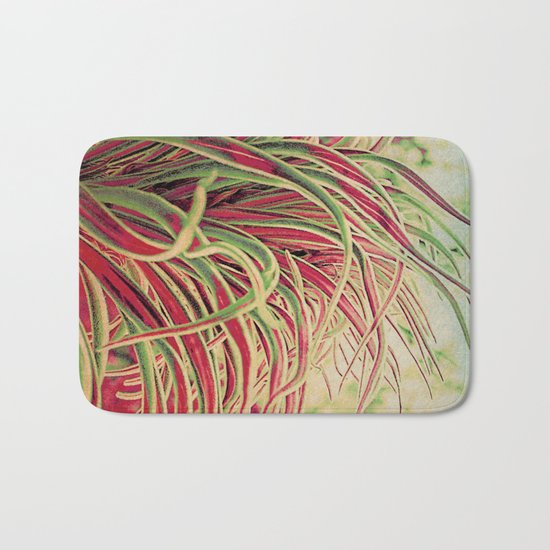 Green & red succulent. Bath Mat