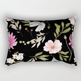 Spring Floral in black Rectangular Pillow